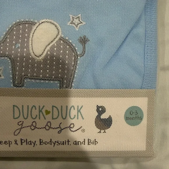 Duck•Duck Baby Blue Elephant 3-Pack One-Piece Bodysuits - Picture 2 of 2